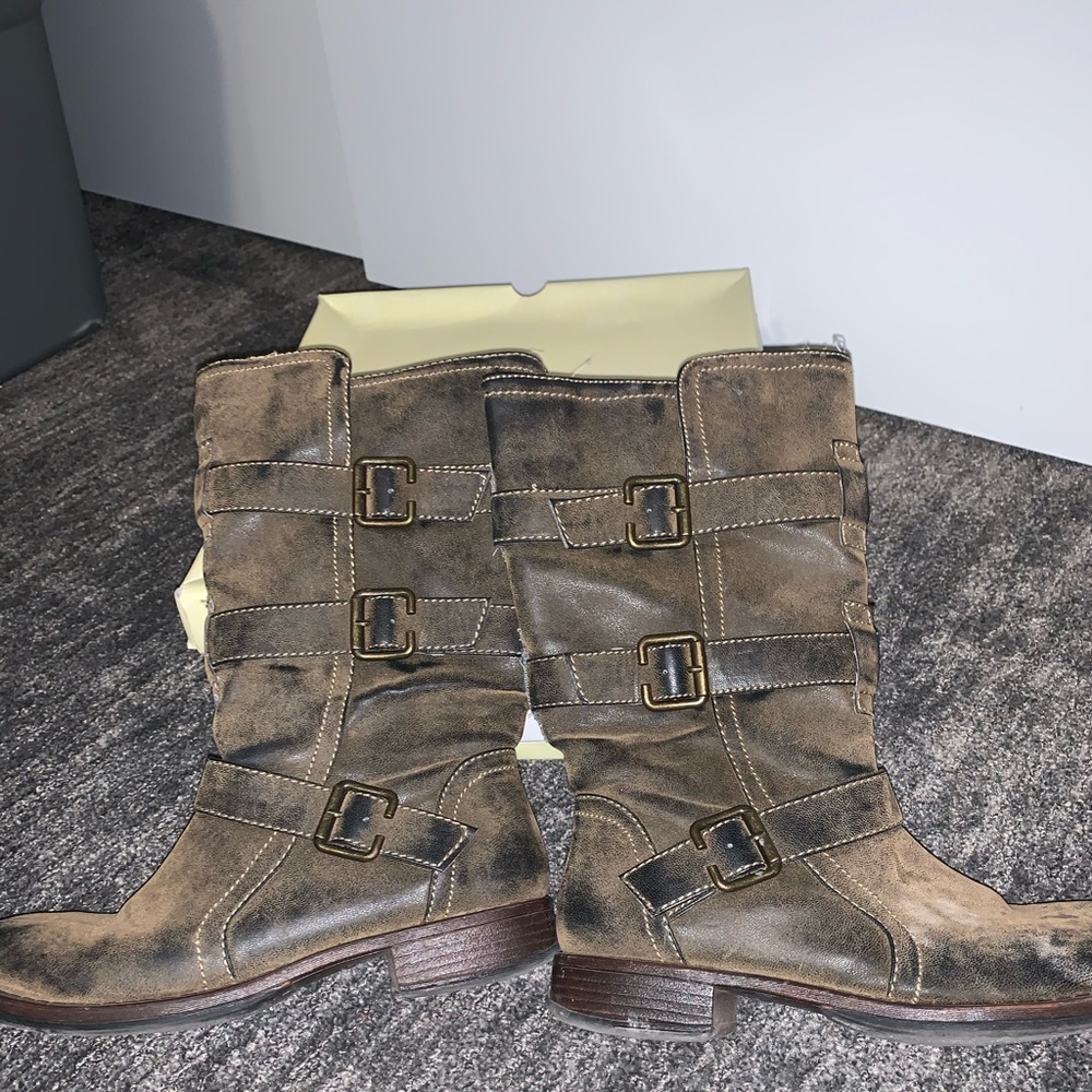 Brown knee high boots